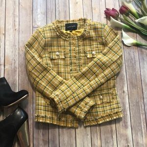 Flying Tomato mustard yellow green tweed jacket S